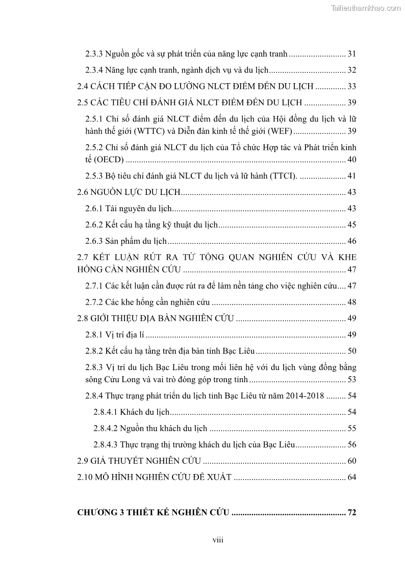 Luận án tiến sĩ quản trị kinh doanh Nâng cao năng lực cạnh tranh điểm đến du lịch ở Bạc Liêu - 1 Trang 11