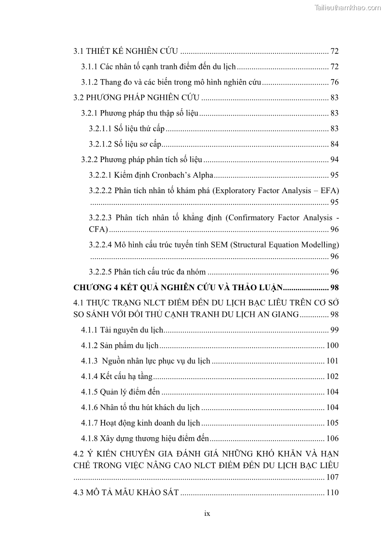 Luận án tiến sĩ quản trị kinh doanh Nâng cao năng lực cạnh tranh điểm đến du lịch ở Bạc Liêu - 1 Trang 12
