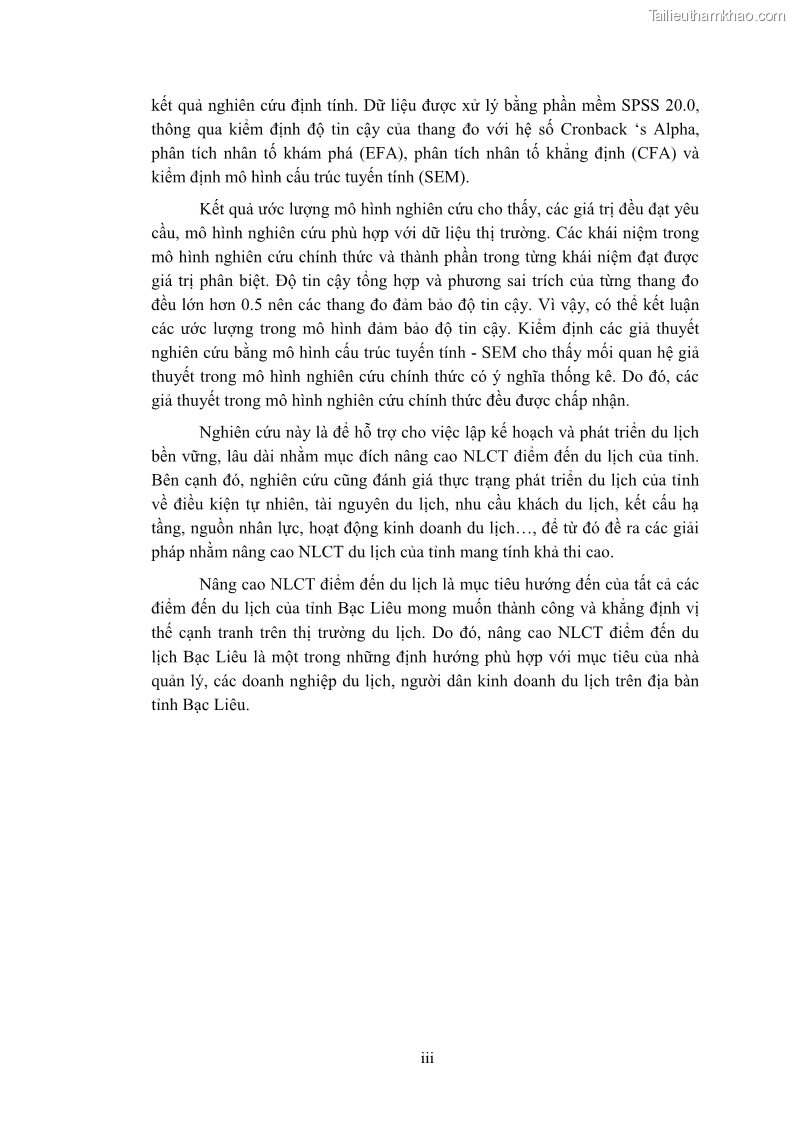 Luận án tiến sĩ quản trị kinh doanh Nâng cao năng lực cạnh tranh điểm đến du lịch ở Bạc Liêu - 1 Trang 6