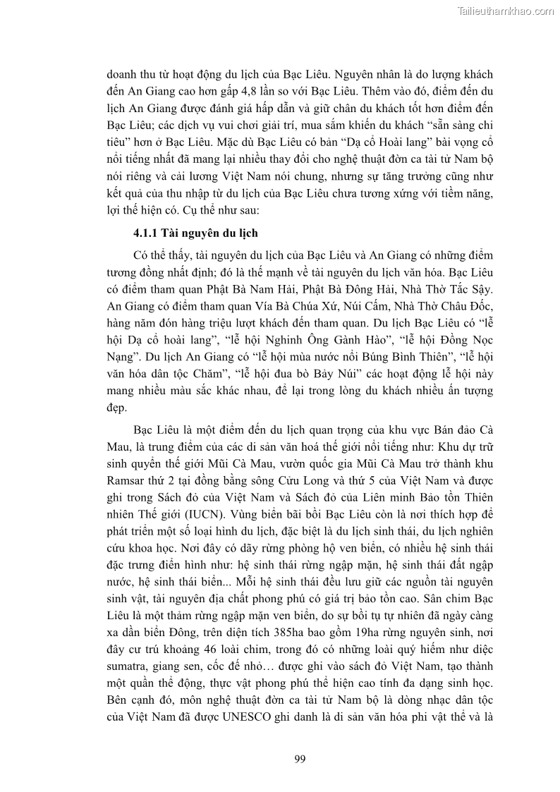 Luận án tiến sĩ quản trị kinh doanh Nâng cao năng lực cạnh tranh điểm đến du lịch ở Bạc Liêu - 10 Trang 119