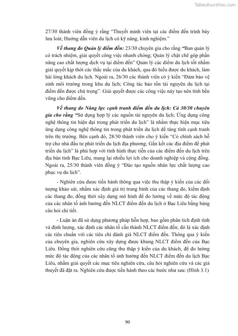 Luận án tiến sĩ quản trị kinh doanh Nâng cao năng lực cạnh tranh điểm đến du lịch ở Bạc Liêu - 10 Trang 110