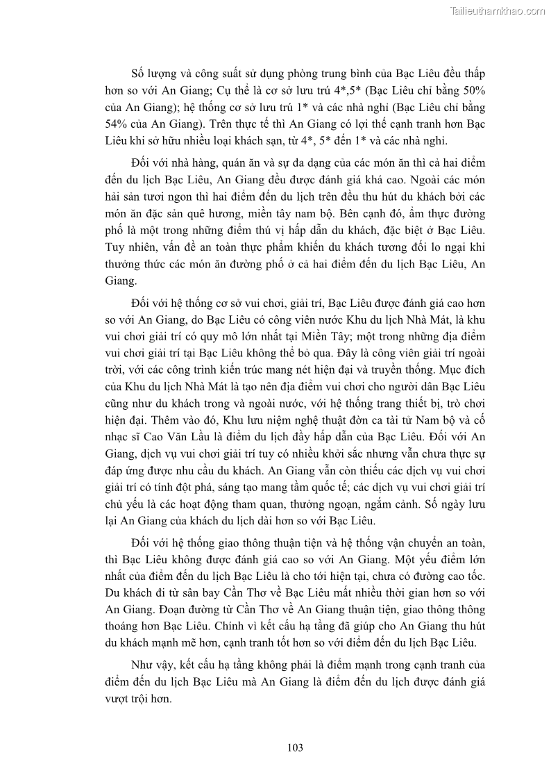 Luận án tiến sĩ quản trị kinh doanh Nâng cao năng lực cạnh tranh điểm đến du lịch ở Bạc Liêu - 11 Trang 123