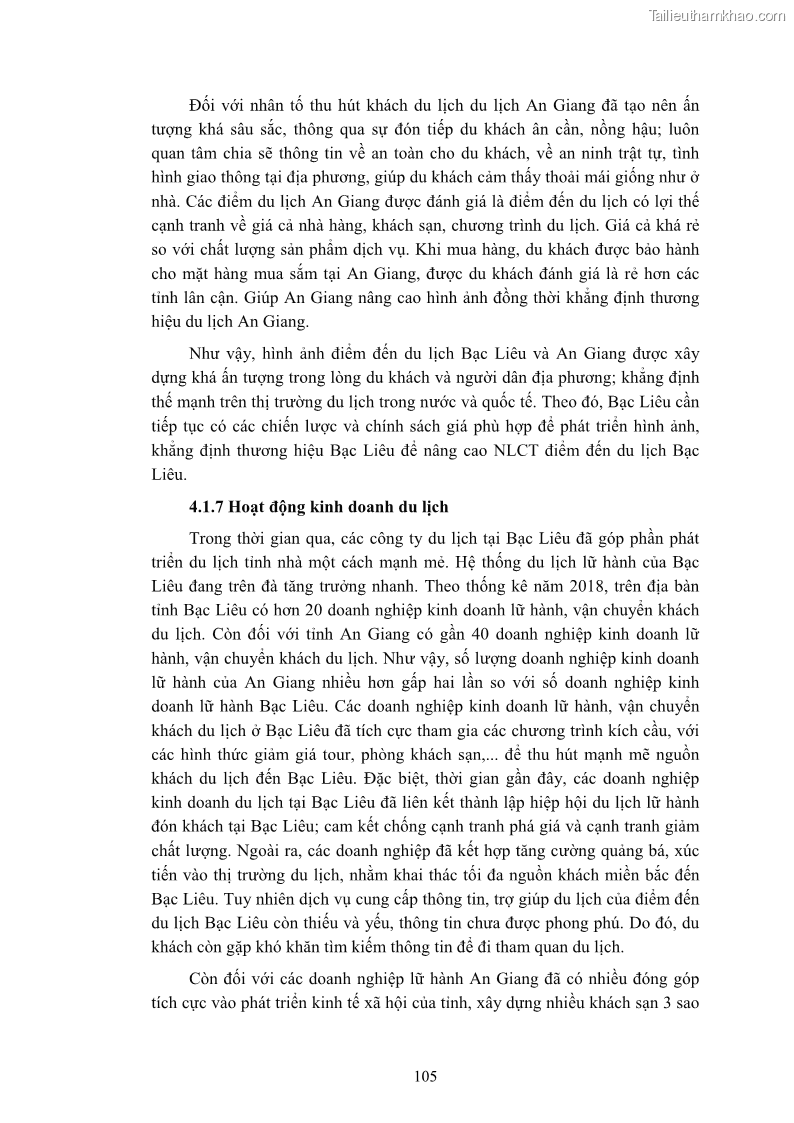 Luận án tiến sĩ quản trị kinh doanh Nâng cao năng lực cạnh tranh điểm đến du lịch ở Bạc Liêu - 11 Trang 125