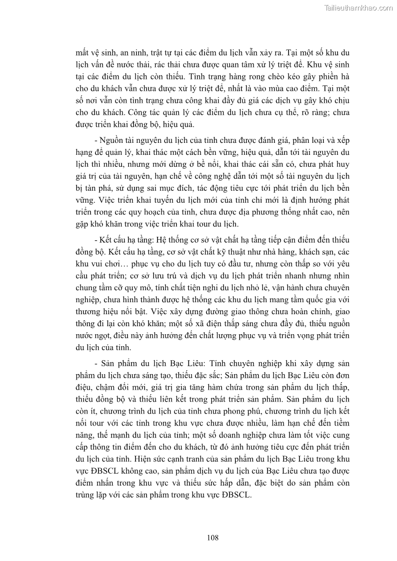 Luận án tiến sĩ quản trị kinh doanh Nâng cao năng lực cạnh tranh điểm đến du lịch ở Bạc Liêu - 11 Trang 128
