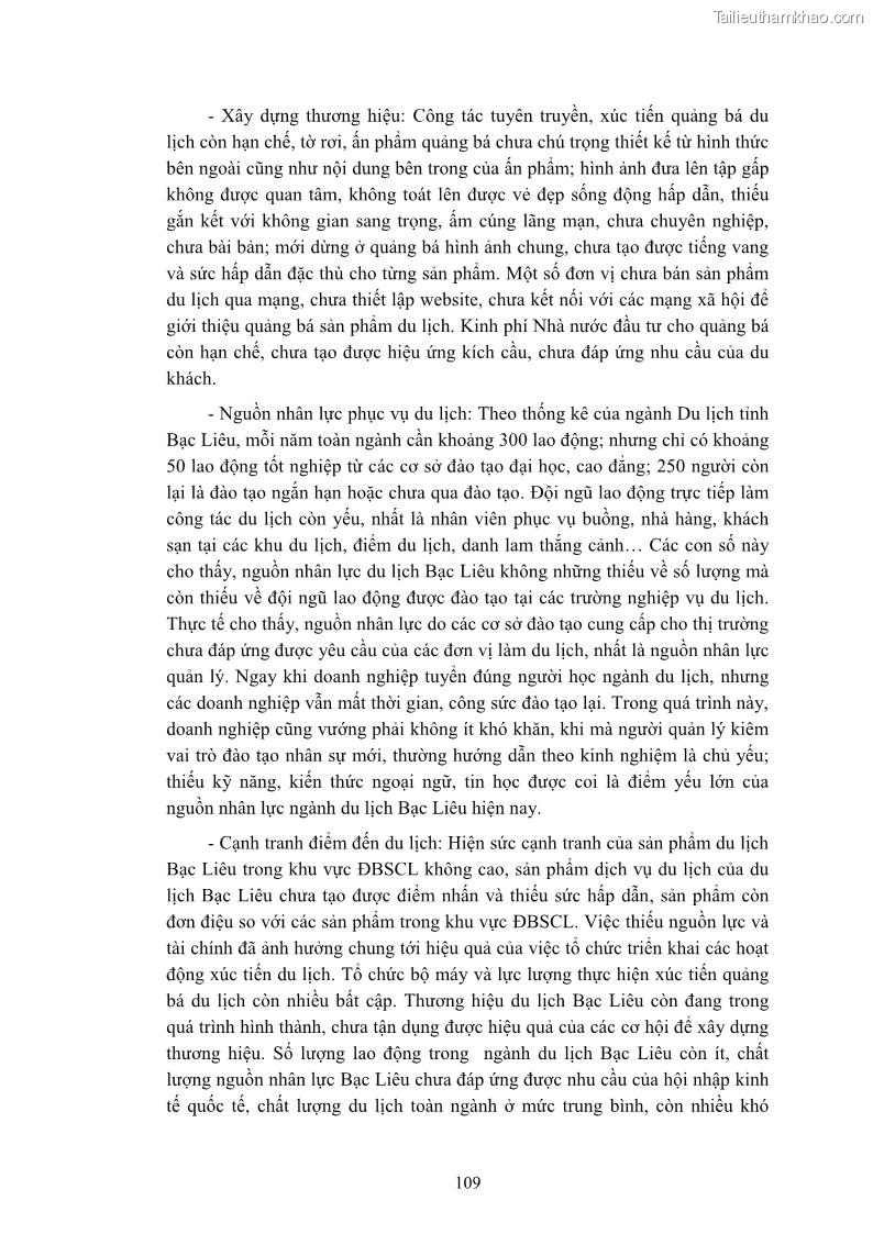 Luận án tiến sĩ quản trị kinh doanh Nâng cao năng lực cạnh tranh điểm đến du lịch ở Bạc Liêu - 11 Trang 129