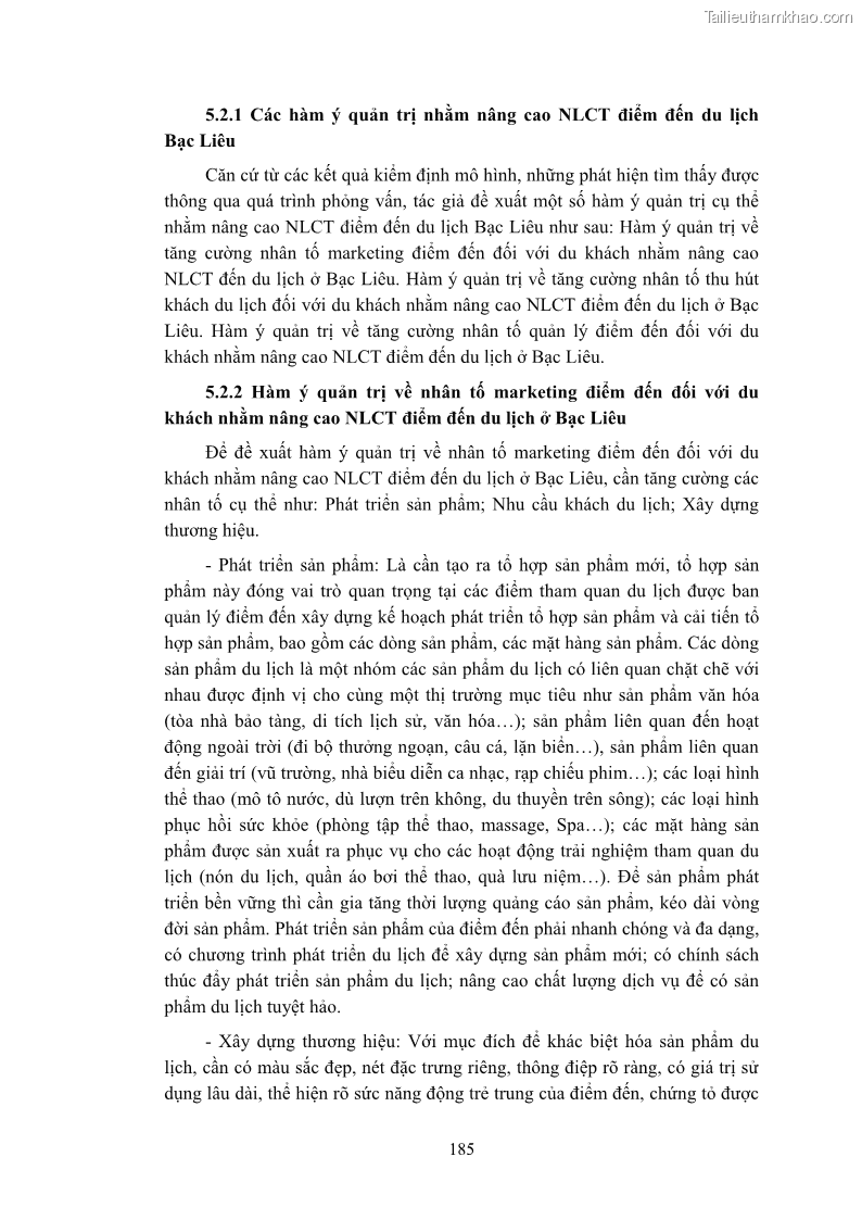 Luận án tiến sĩ quản trị kinh doanh Nâng cao năng lực cạnh tranh điểm đến du lịch ở Bạc Liêu - 17 Trang 203