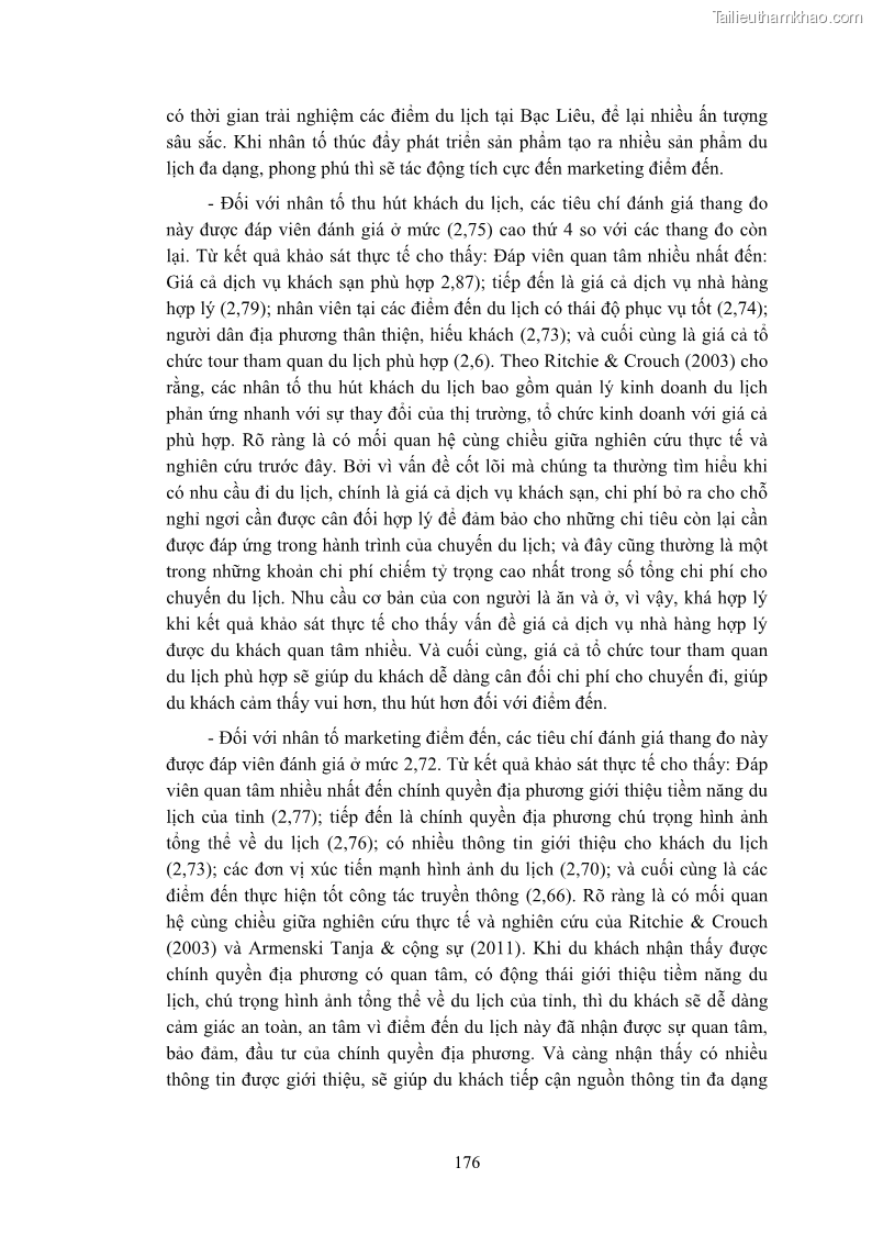 Luận án tiến sĩ quản trị kinh doanh Nâng cao năng lực cạnh tranh điểm đến du lịch ở Bạc Liêu - 17 Trang 194