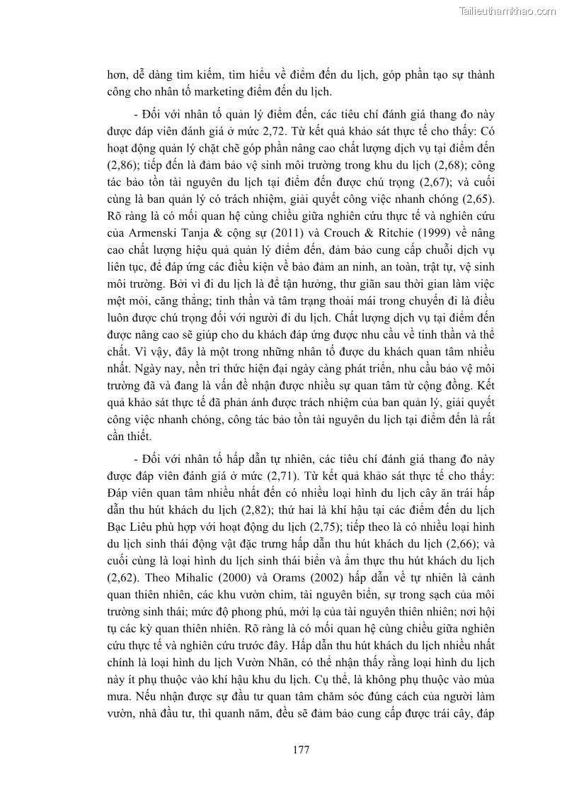 Luận án tiến sĩ quản trị kinh doanh Nâng cao năng lực cạnh tranh điểm đến du lịch ở Bạc Liêu - 17 Trang 195