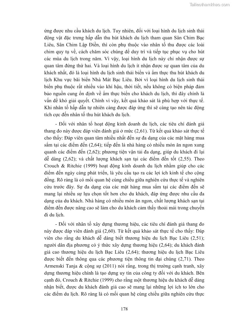 Luận án tiến sĩ quản trị kinh doanh Nâng cao năng lực cạnh tranh điểm đến du lịch ở Bạc Liêu - 17 Trang 196