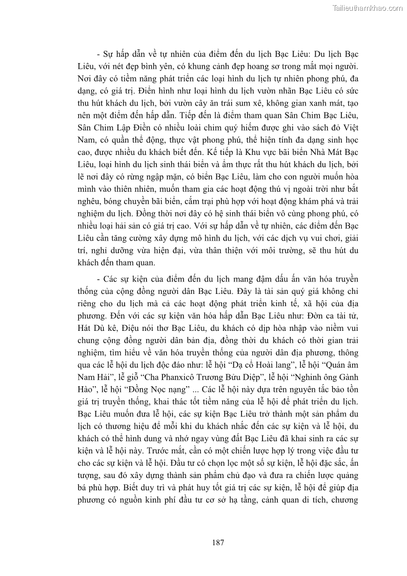 Luận án tiến sĩ quản trị kinh doanh Nâng cao năng lực cạnh tranh điểm đến du lịch ở Bạc Liêu - 18 Trang 205