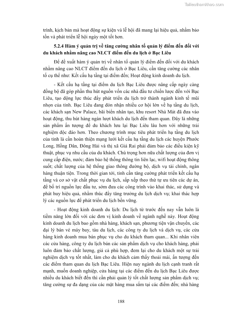 Luận án tiến sĩ quản trị kinh doanh Nâng cao năng lực cạnh tranh điểm đến du lịch ở Bạc Liêu - 18 Trang 206