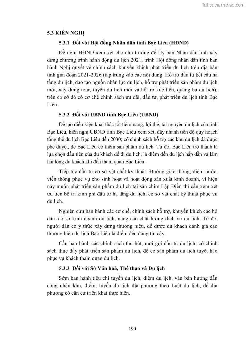 Luận án tiến sĩ quản trị kinh doanh Nâng cao năng lực cạnh tranh điểm đến du lịch ở Bạc Liêu - 18 Trang 208