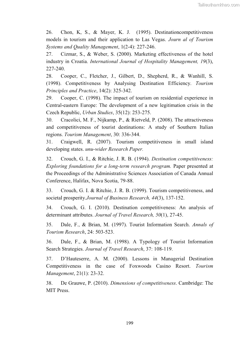 Luận án tiến sĩ quản trị kinh doanh Nâng cao năng lực cạnh tranh điểm đến du lịch ở Bạc Liêu - 19 Trang 217