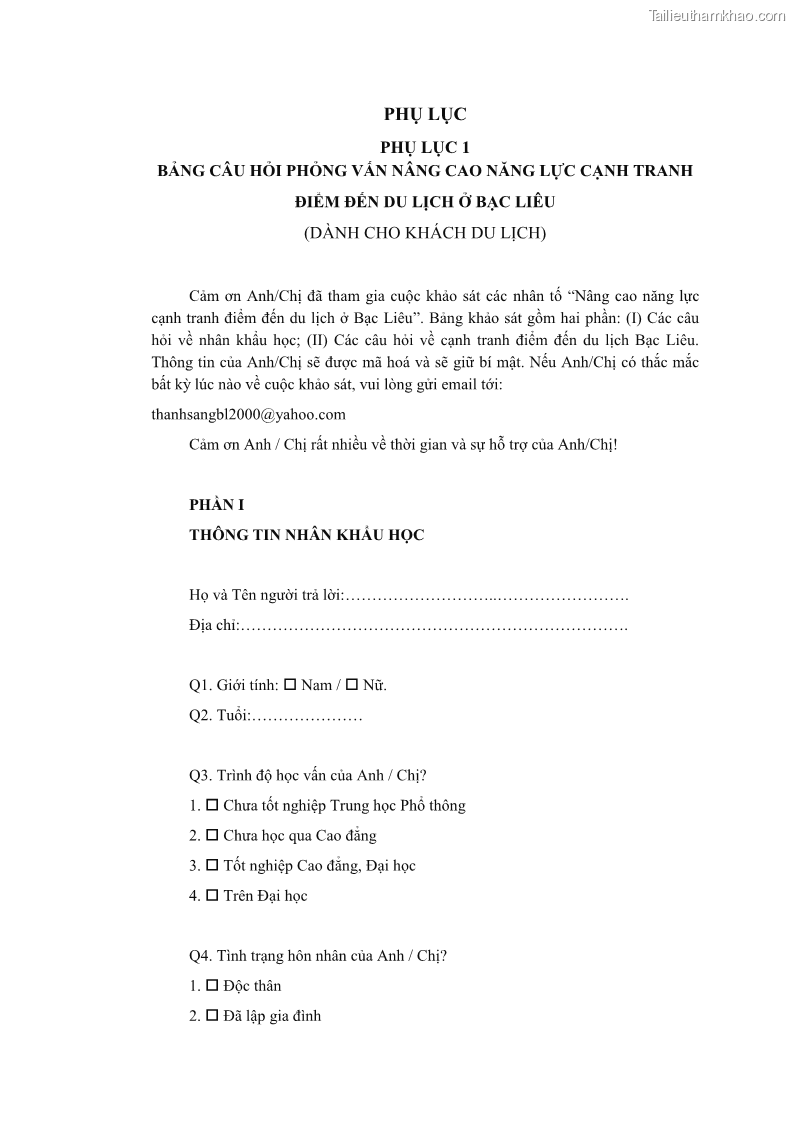 Luận án tiến sĩ quản trị kinh doanh Nâng cao năng lực cạnh tranh điểm đến du lịch ở Bạc Liêu - 19 Trang 227