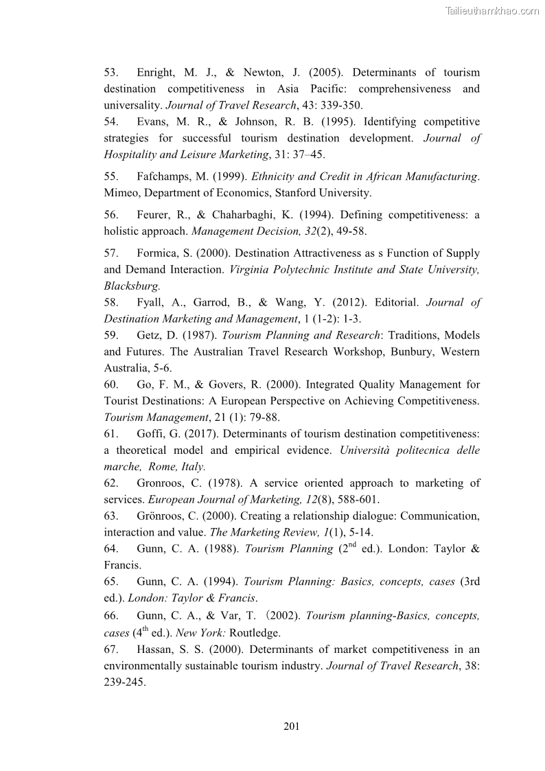 Luận án tiến sĩ quản trị kinh doanh Nâng cao năng lực cạnh tranh điểm đến du lịch ở Bạc Liêu - 19 Trang 219