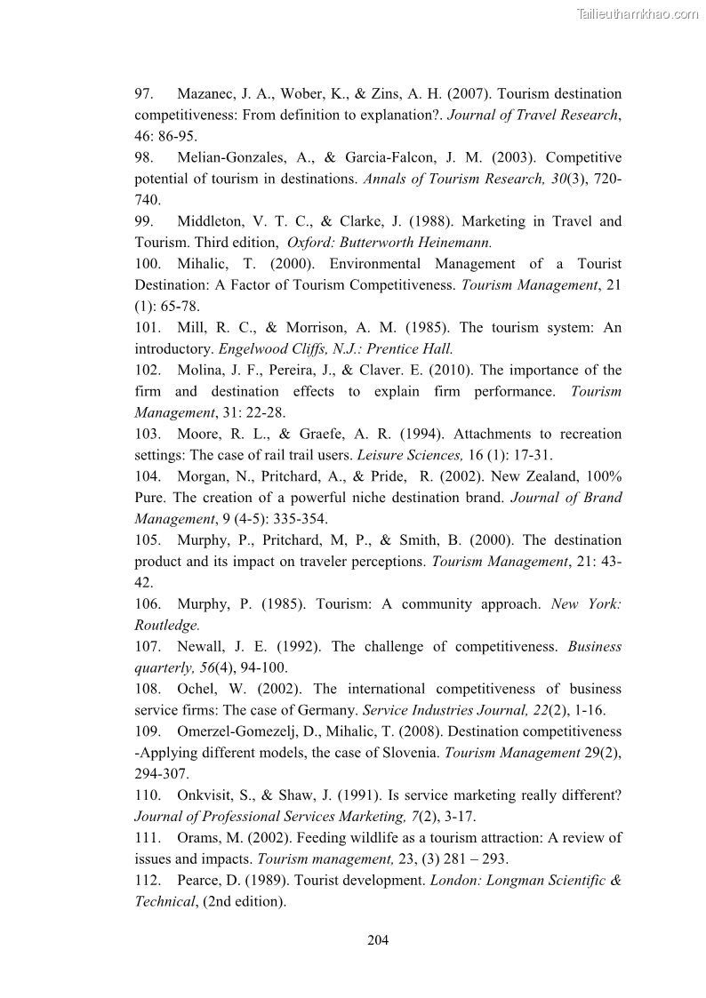 Luận án tiến sĩ quản trị kinh doanh Nâng cao năng lực cạnh tranh điểm đến du lịch ở Bạc Liêu - 19 Trang 222
