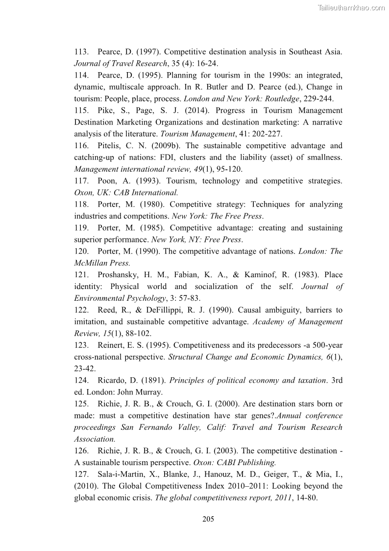 Luận án tiến sĩ quản trị kinh doanh Nâng cao năng lực cạnh tranh điểm đến du lịch ở Bạc Liêu - 19 Trang 223