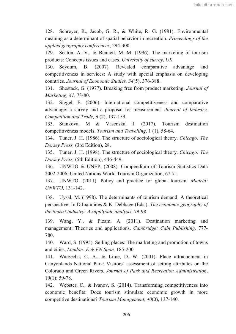 Luận án tiến sĩ quản trị kinh doanh Nâng cao năng lực cạnh tranh điểm đến du lịch ở Bạc Liêu - 19 Trang 224