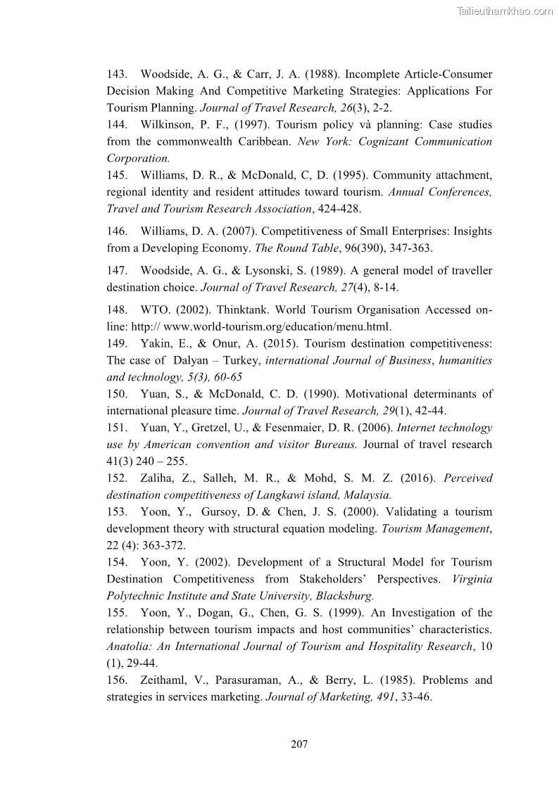 Luận án tiến sĩ quản trị kinh doanh Nâng cao năng lực cạnh tranh điểm đến du lịch ở Bạc Liêu - 19 Trang 225
