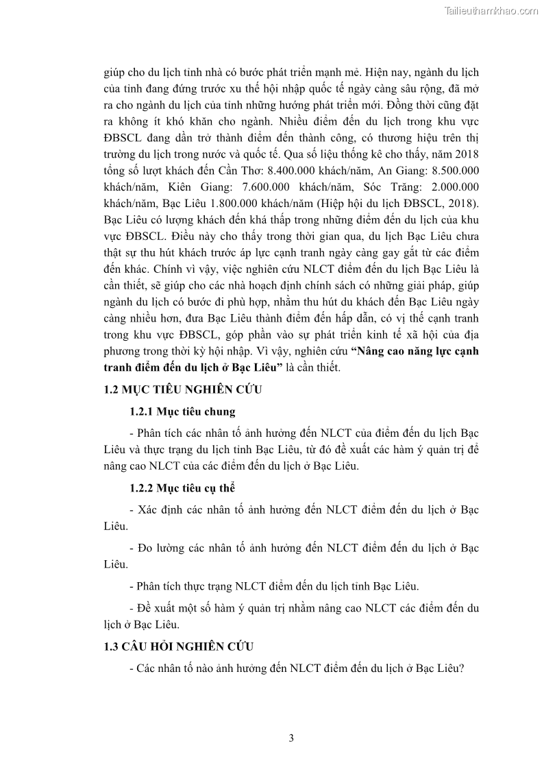 Luận án tiến sĩ quản trị kinh doanh Nâng cao năng lực cạnh tranh điểm đến du lịch ở Bạc Liêu - 2 Trang 23