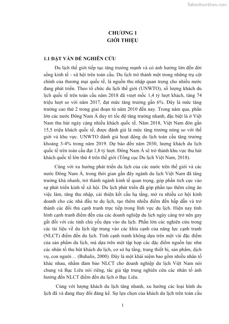 Luận án tiến sĩ quản trị kinh doanh Nâng cao năng lực cạnh tranh điểm đến du lịch ở Bạc Liêu - 2 Trang 21