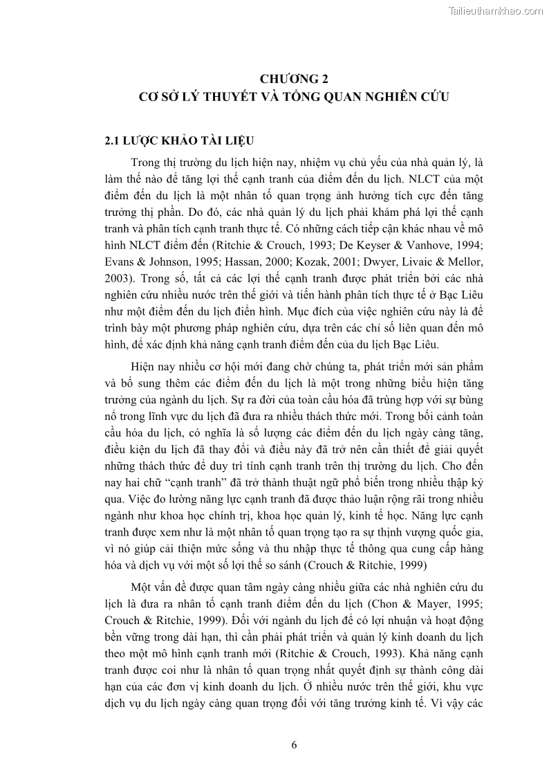 Luận án tiến sĩ quản trị kinh doanh Nâng cao năng lực cạnh tranh điểm đến du lịch ở Bạc Liêu - 3 Trang 26