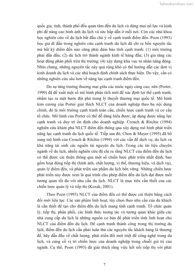 Luận án tiến sĩ quản trị kinh doanh Nâng cao năng lực cạnh tranh điểm đến du lịch ở Bạc Liêu - 3 Trang 27