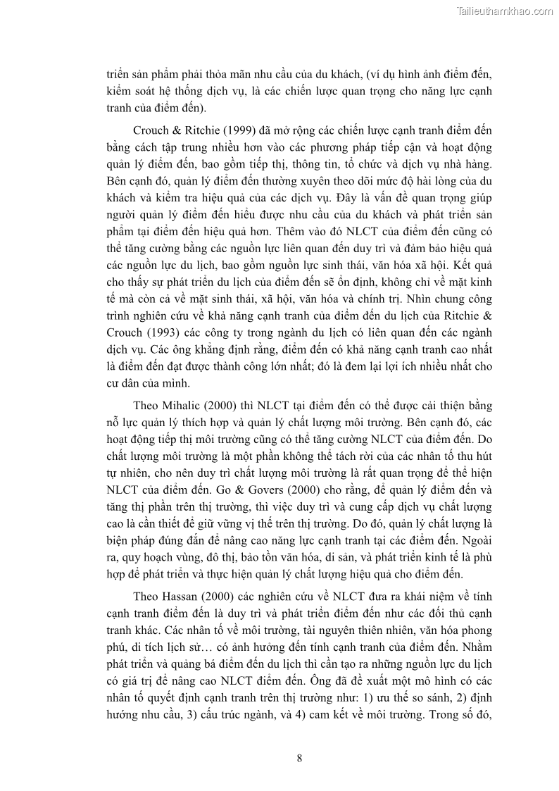Luận án tiến sĩ quản trị kinh doanh Nâng cao năng lực cạnh tranh điểm đến du lịch ở Bạc Liêu - 3 Trang 28