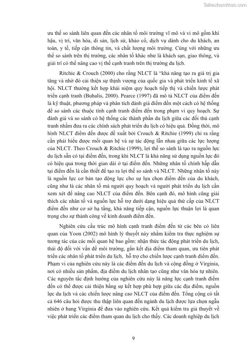 Luận án tiến sĩ quản trị kinh doanh Nâng cao năng lực cạnh tranh điểm đến du lịch ở Bạc Liêu - 3 Trang 29