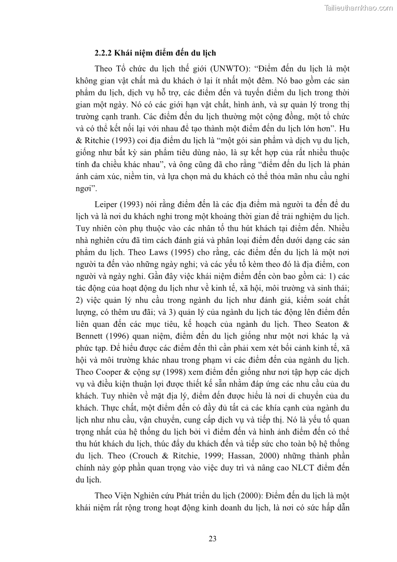 Luận án tiến sĩ quản trị kinh doanh Nâng cao năng lực cạnh tranh điểm đến du lịch ở Bạc Liêu - 4 Trang 43