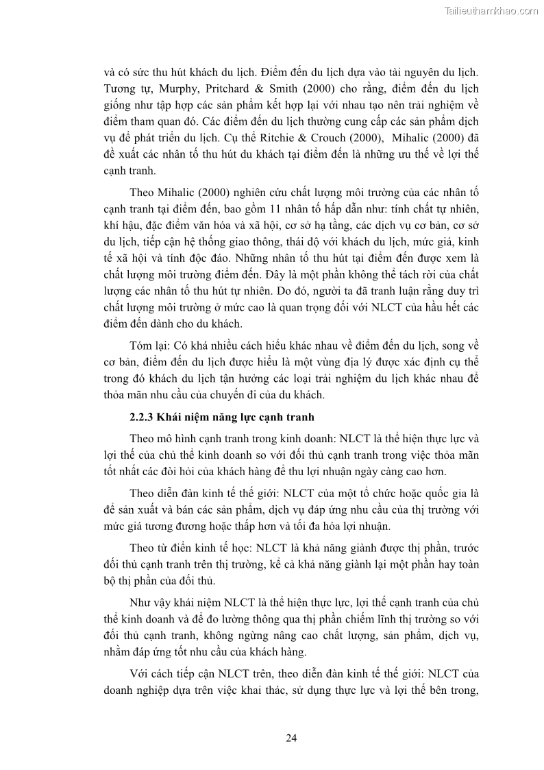 Luận án tiến sĩ quản trị kinh doanh Nâng cao năng lực cạnh tranh điểm đến du lịch ở Bạc Liêu - 4 Trang 44