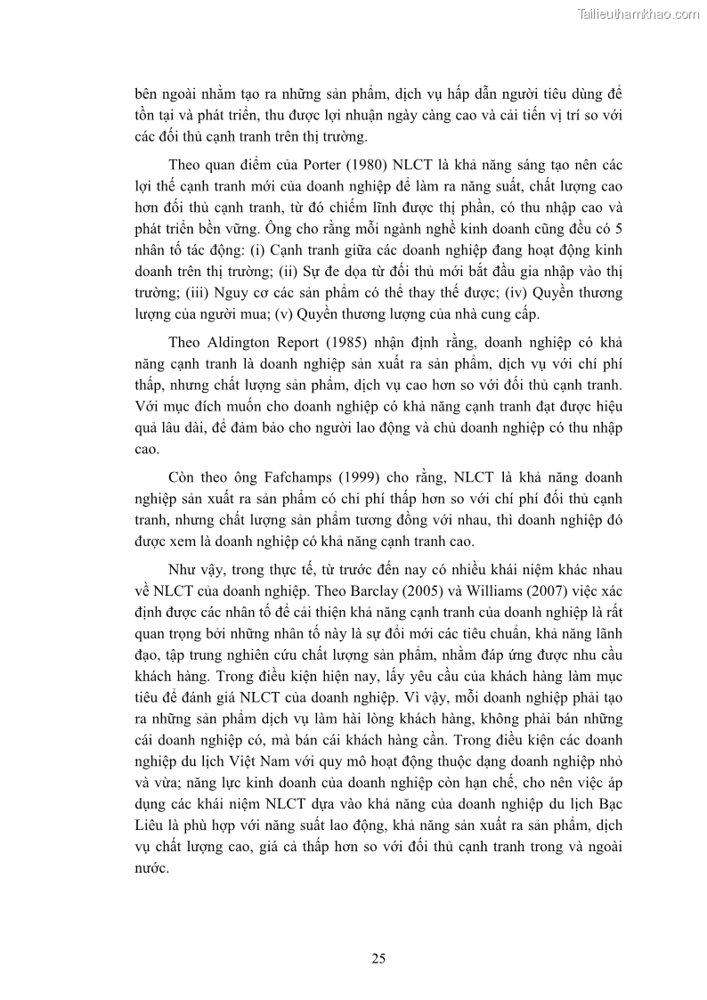 Luận án tiến sĩ quản trị kinh doanh Nâng cao năng lực cạnh tranh điểm đến du lịch ở Bạc Liêu - 4 Trang 45