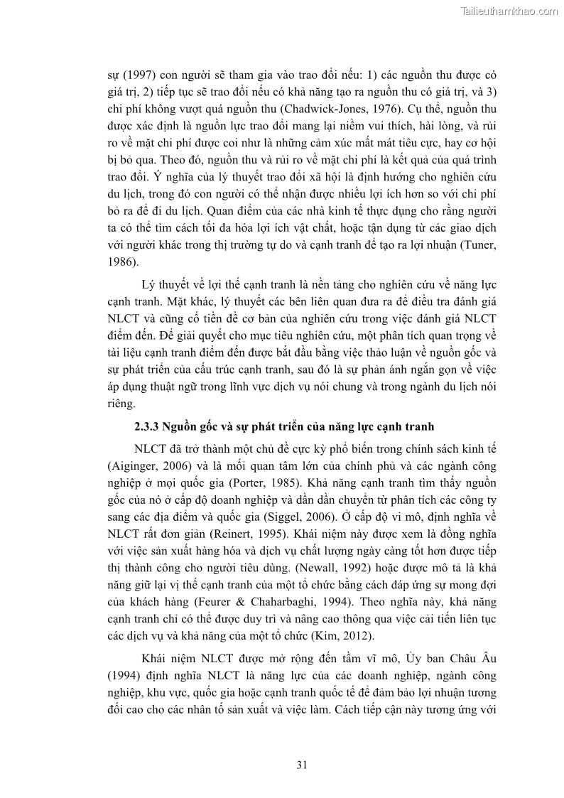 Luận án tiến sĩ quản trị kinh doanh Nâng cao năng lực cạnh tranh điểm đến du lịch ở Bạc Liêu - 5 Trang 51