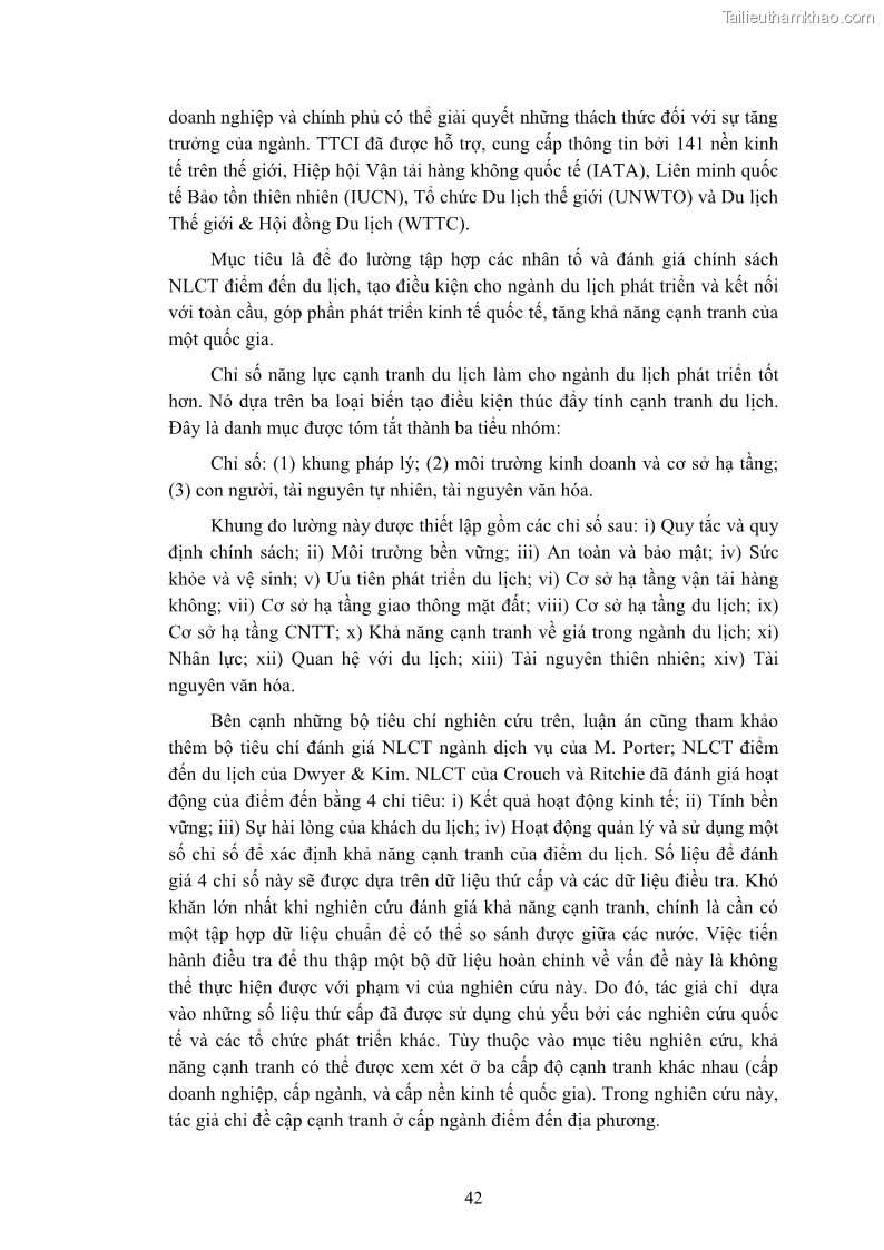 Luận án tiến sĩ quản trị kinh doanh Nâng cao năng lực cạnh tranh điểm đến du lịch ở Bạc Liêu - 6 Trang 62