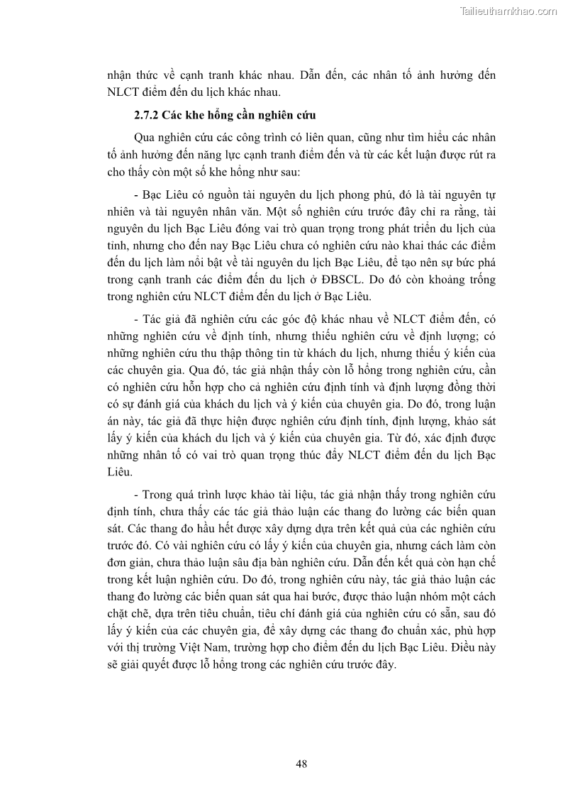 Luận án tiến sĩ quản trị kinh doanh Nâng cao năng lực cạnh tranh điểm đến du lịch ở Bạc Liêu - 6 Trang 68