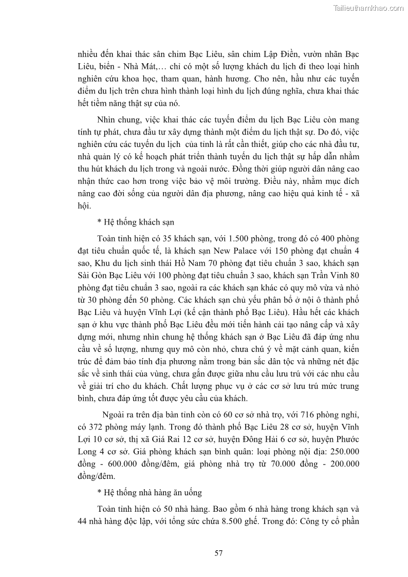 Luận án tiến sĩ quản trị kinh doanh Nâng cao năng lực cạnh tranh điểm đến du lịch ở Bạc Liêu - 7 Trang 77