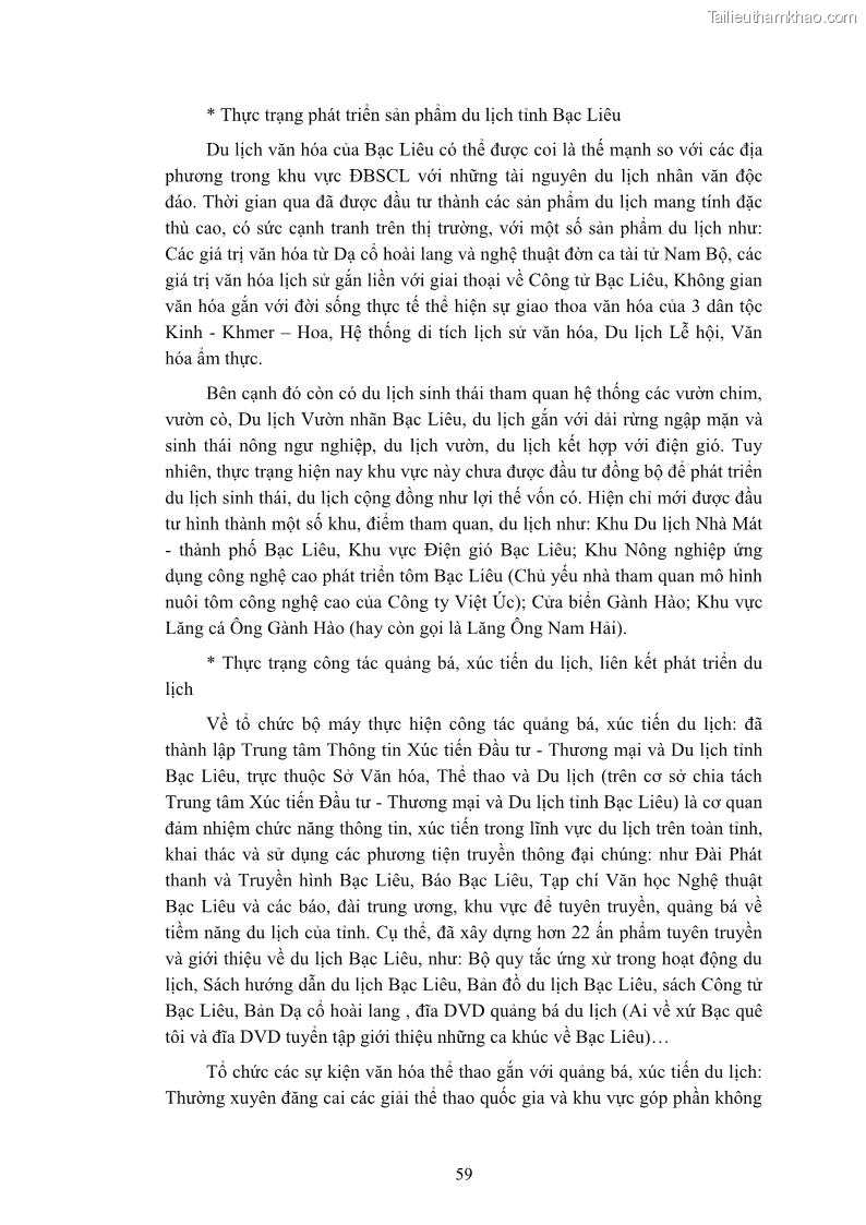 Luận án tiến sĩ quản trị kinh doanh Nâng cao năng lực cạnh tranh điểm đến du lịch ở Bạc Liêu - 7 Trang 79