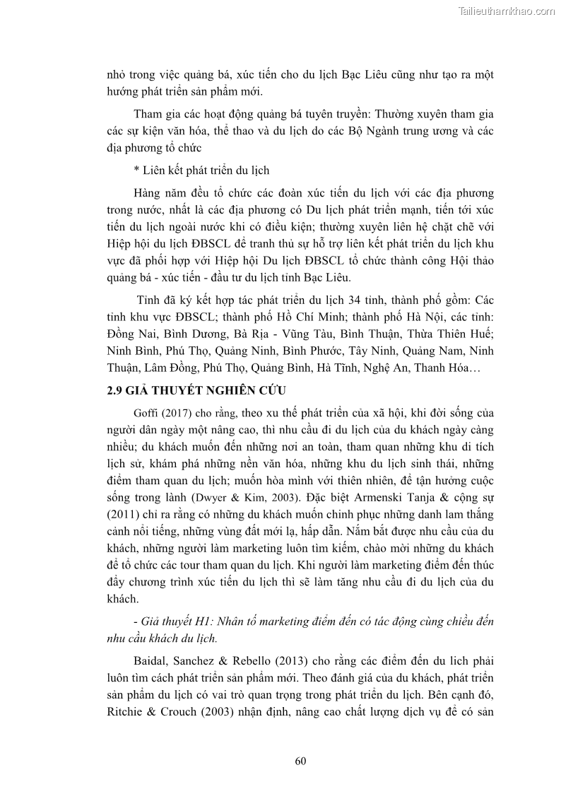 Luận án tiến sĩ quản trị kinh doanh Nâng cao năng lực cạnh tranh điểm đến du lịch ở Bạc Liêu - 7 Trang 80