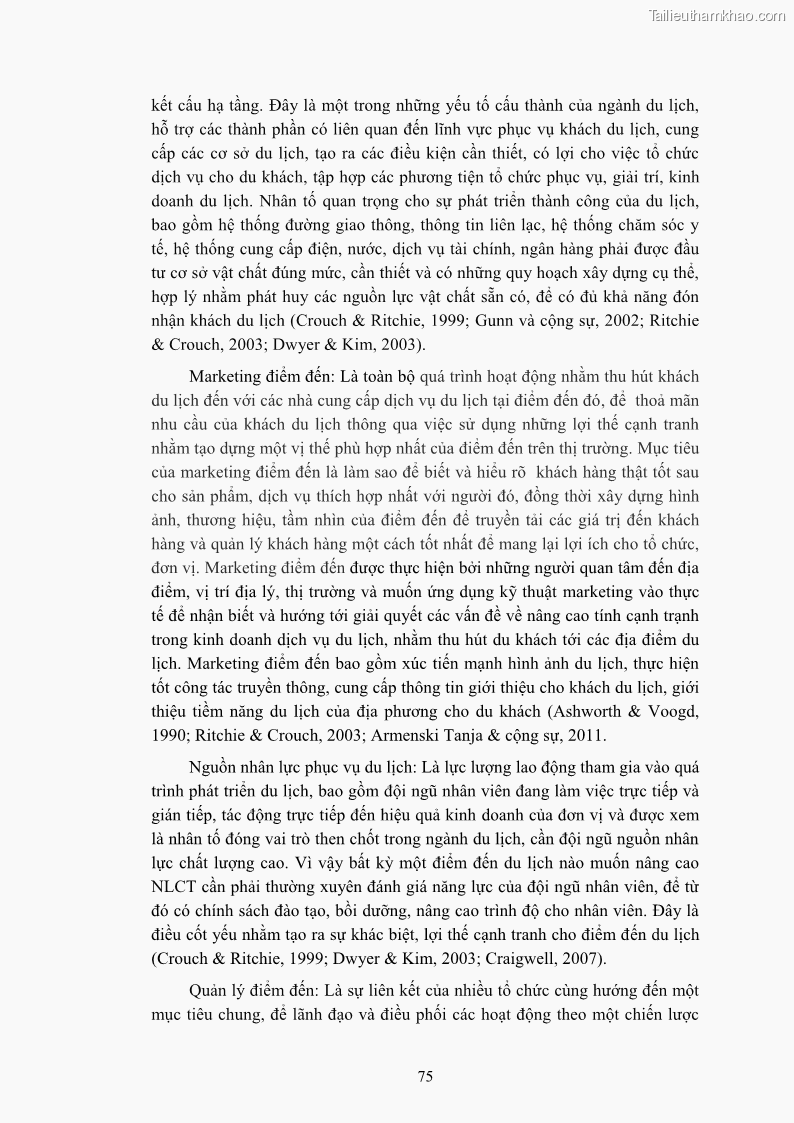 Luận án tiến sĩ quản trị kinh doanh Nâng cao năng lực cạnh tranh điểm đến du lịch ở Bạc Liêu - 8 Trang 95