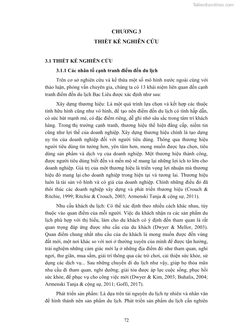 Luận án tiến sĩ quản trị kinh doanh Nâng cao năng lực cạnh tranh điểm đến du lịch ở Bạc Liêu - 8 Trang 92