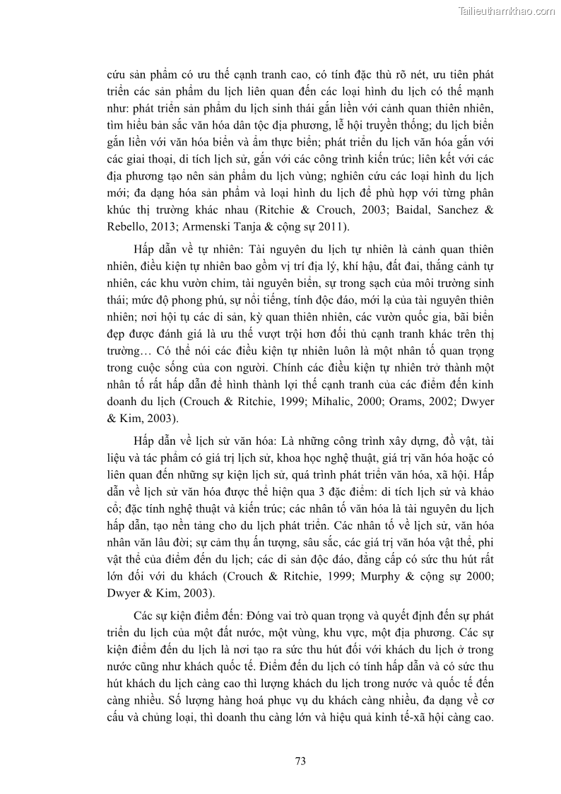 Luận án tiến sĩ quản trị kinh doanh Nâng cao năng lực cạnh tranh điểm đến du lịch ở Bạc Liêu - 8 Trang 93