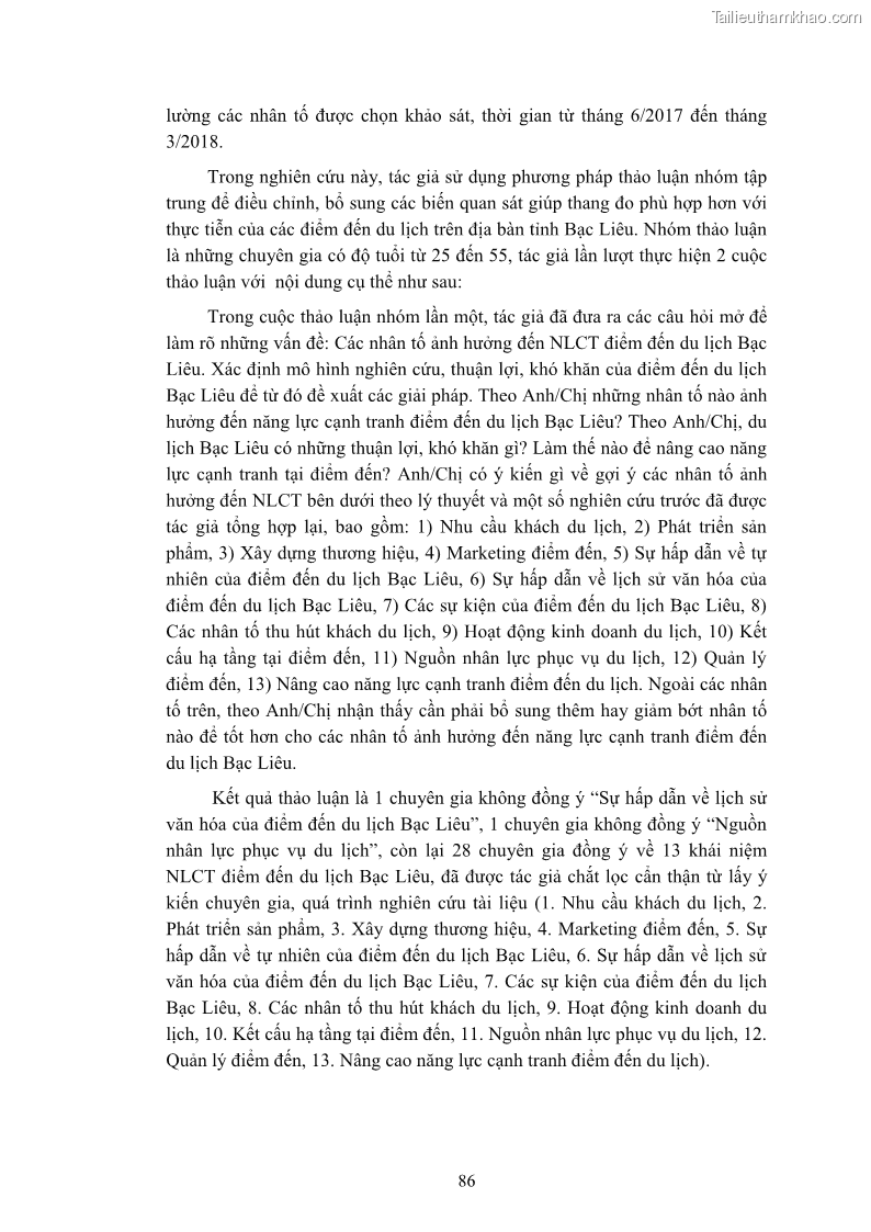 Luận án tiến sĩ quản trị kinh doanh Nâng cao năng lực cạnh tranh điểm đến du lịch ở Bạc Liêu - 9 Trang 106