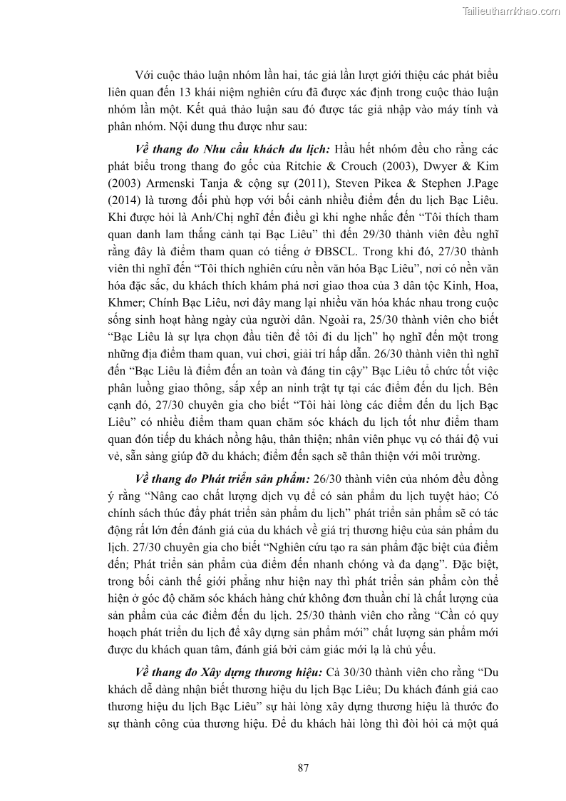 Luận án tiến sĩ quản trị kinh doanh Nâng cao năng lực cạnh tranh điểm đến du lịch ở Bạc Liêu - 9 Trang 107