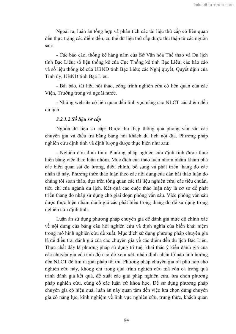 Luận án tiến sĩ quản trị kinh doanh Nâng cao năng lực cạnh tranh điểm đến du lịch ở Bạc Liêu - 9 Trang 104
