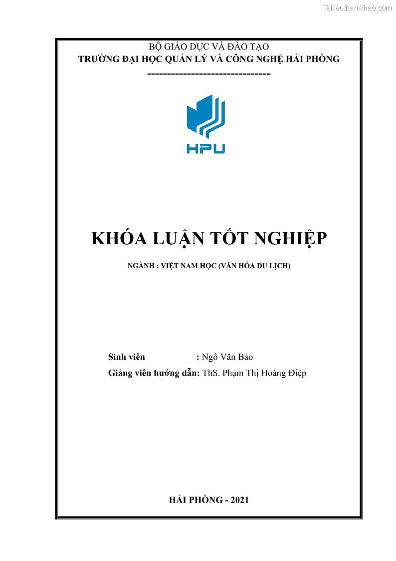 Khóa luận tốt nghiệp việt nam học Tiềm năng khai thác và phát triển loại hình du lịch chăm sóc sức khỏe ở Quảng Ninh - 1 Trang 1
