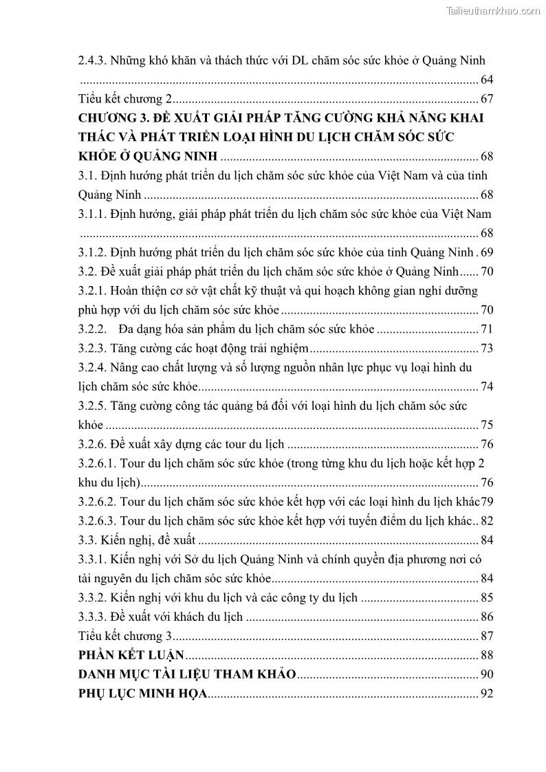 Khóa luận tốt nghiệp việt nam học Tiềm năng khai thác và phát triển loại hình du lịch chăm sóc sức khỏe ở Quảng Ninh - 1 Trang 10