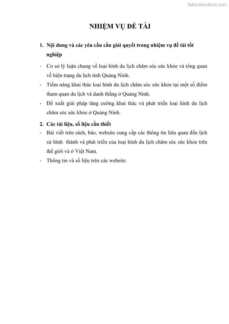 Khóa luận tốt nghiệp việt nam học Tiềm năng khai thác và phát triển loại hình du lịch chăm sóc sức khỏe ở Quảng Ninh - 1 Trang 4
