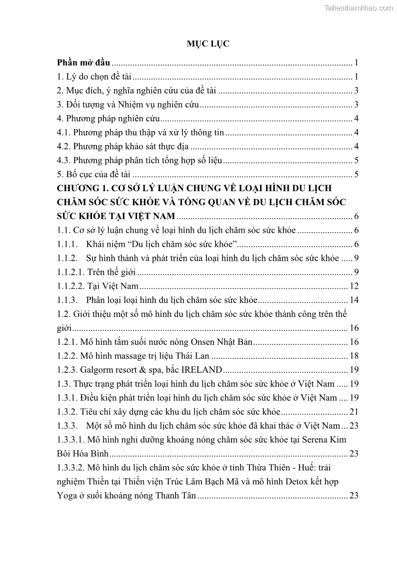 Khóa luận tốt nghiệp việt nam học Tiềm năng khai thác và phát triển loại hình du lịch chăm sóc sức khỏe ở Quảng Ninh - 1 Trang 8
