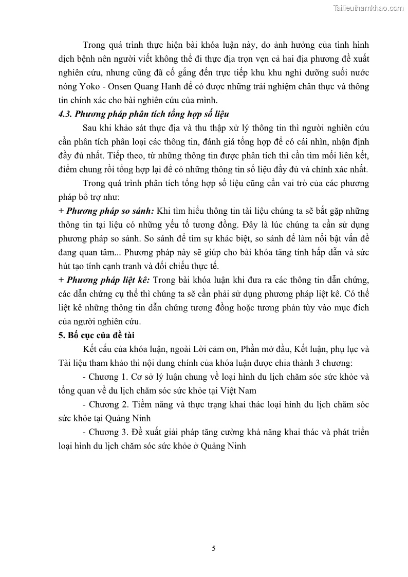 Khóa luận tốt nghiệp việt nam học Tiềm năng khai thác và phát triển loại hình du lịch chăm sóc sức khỏe ở Quảng Ninh - 2 Trang 15