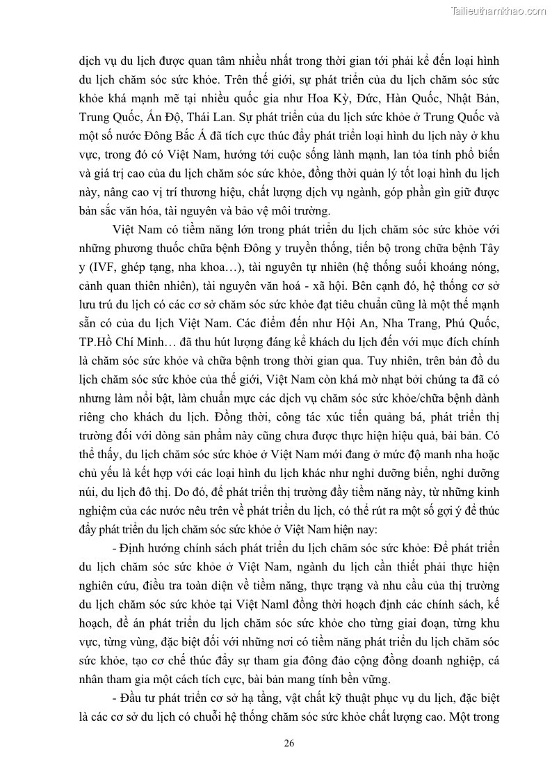 Khóa luận tốt nghiệp việt nam học Tiềm năng khai thác và phát triển loại hình du lịch chăm sóc sức khỏe ở Quảng Ninh - 3 Trang 36